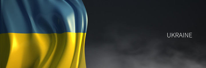 Ukraine Flag with Dark Background.
3d Rendering of European countries Flag.