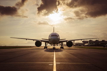 Aircraft taxiing to airport runway