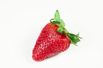 single fresh red strawberry isolated on white background
