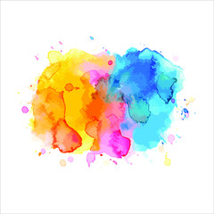 Vector splashes of paint watercolor on white.