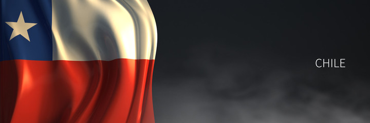 Chile Flag 3d Rendering with Dark Background. 3d Rendering of South American countries Flag.