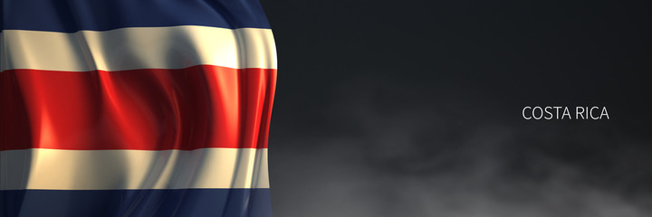 Costa Rica Flag 3d Rendering with Dark Background. 3d Rendering of South American countries Flag.