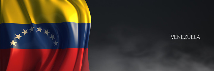 Venezuela Flag 3d Rendering with Dark Background. 3d Rendering of South American countries Flag.