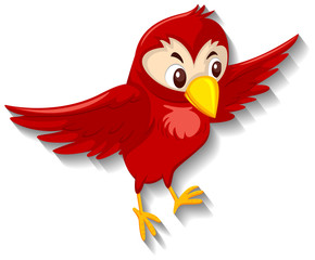 Cute red bird cartoon character