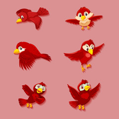Obraz na płótnie Canvas Cute red bird cartoon character