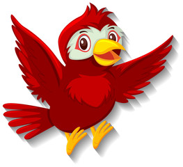 Cute red bird cartoon character