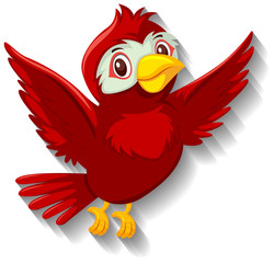 Cute red bird cartoon character