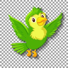Cute green bird cartoon character