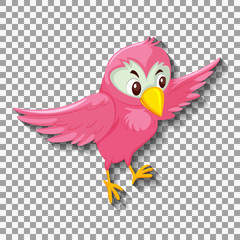 Cute pink bird cartoon character