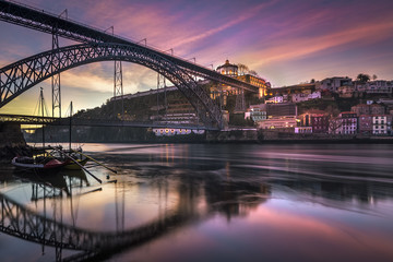 Mesmerizing shot of Luis I Bridge in Portugal at sunset