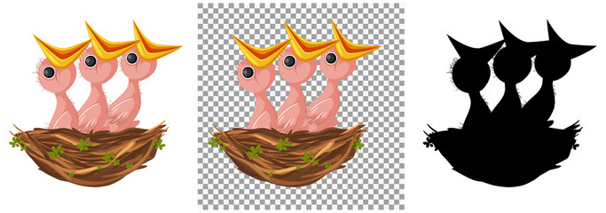 Naklejka premium Bird chicks cartoon character