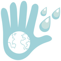 Cleaning hands icon on white background