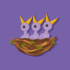 Purple chick cartoon character