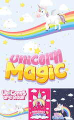 Cute unicorn banner on pastel background color