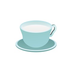 Milk on a Cup Isometric Illustration Isolated in White