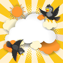 Bird fancy banner comic cartoon style