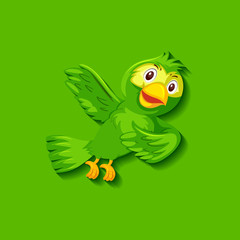 Cute green bird cartoon character