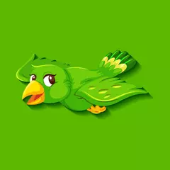 Fotobehang Cute green bird cartoon character © brgfx
