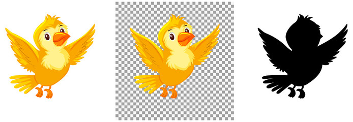 Cute yellow bird cartoon character