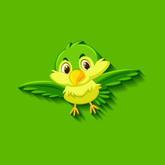 Cute green bird cartoon character