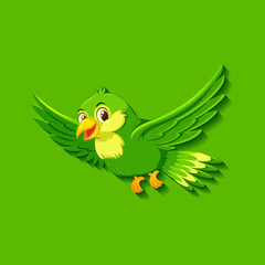 Cute green bird cartoon character