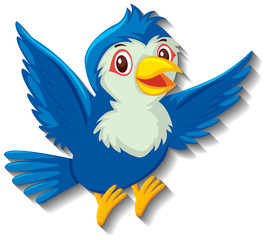Cute blue bird cartoon character
