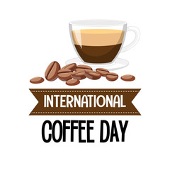 International coffee day letter banner