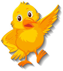 Cute yellow bird cartoon character