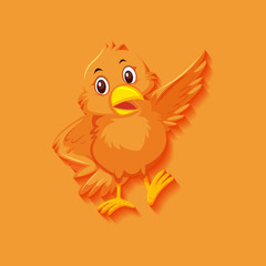 Cute orange bird cartoon character