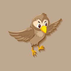 Cute sparrow bird cartoon character