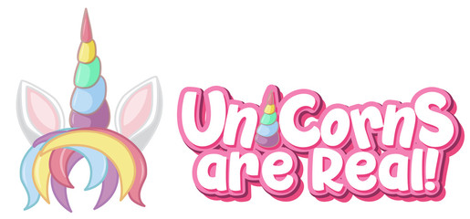 Unicorn are real logo in pastel color with cute unicorn