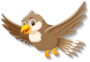 Cute sparrow bird cartoon character