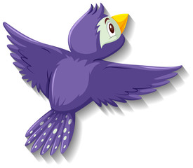 Cute purple bird cartoon character