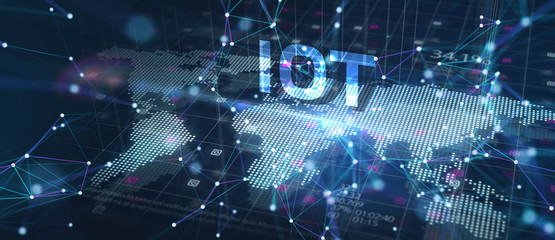 Obraz premium Internet of things - IOT concept. Businessman offer IOT products and solutions.