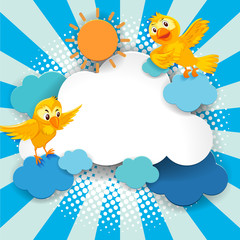 Bird fancy banner comic cartoon style