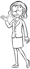 Doodle drawing of businesswoman on white background