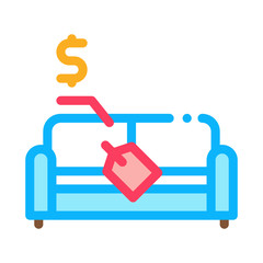 sofa selling icon vector. sofa selling sign. color symbol illustration
