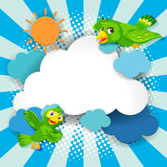 Bird fancy banner comic cartoon style