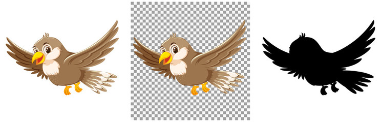 Cute sparrow bird cartoon character