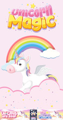 Cute unicorn banner on pastel background color
