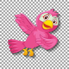 Fototapeta na wymiar Cute pink bird cartoon character