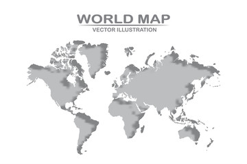 Fototapeta na wymiar World map detailed design of white color cut from paper. Vector illustration