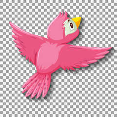 Cute pink bird cartoon character