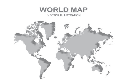 World map detailed design of white color cut from paper. Vector illustration