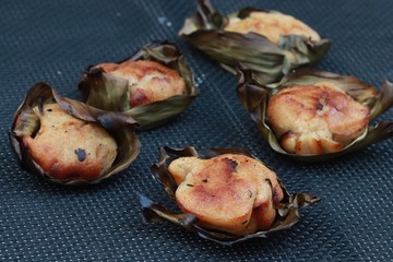 Rice Cake in Philippines called Bibingka. Shallow depth-of-field.