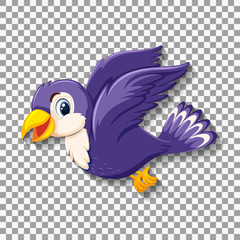 Cute purple bird cartoon character