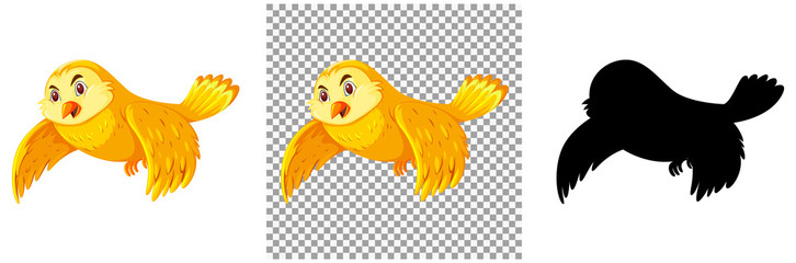Cute yellow bird cartoon character