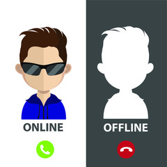 Avatar Face with offline online icons
