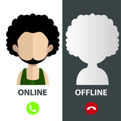Avatar Face with offline online icons