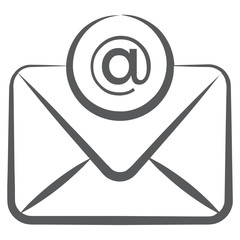 
Online correspondence, doodle line icon of email 
